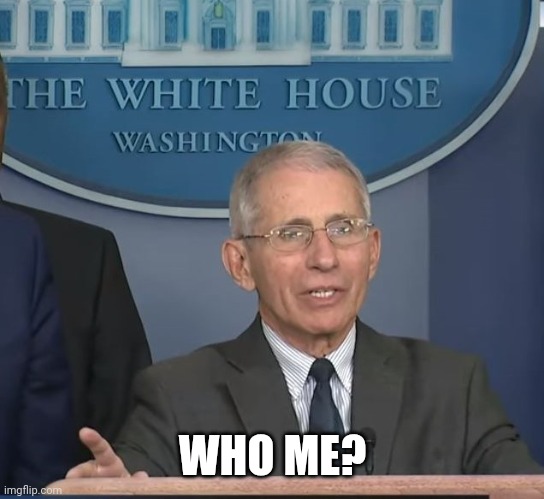 Dr Fauci | WHO ME? | image tagged in dr fauci | made w/ Imgflip meme maker