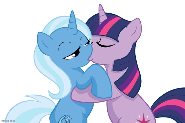 MLP Lesbian Kiss | image tagged in mlp lesbian kiss | made w/ Imgflip meme maker