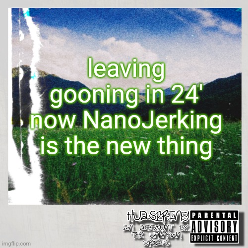 HuaSpring Temp | leaving gooning in 24' now NanoJerking is the new thing | image tagged in huaspring temp | made w/ Imgflip meme maker