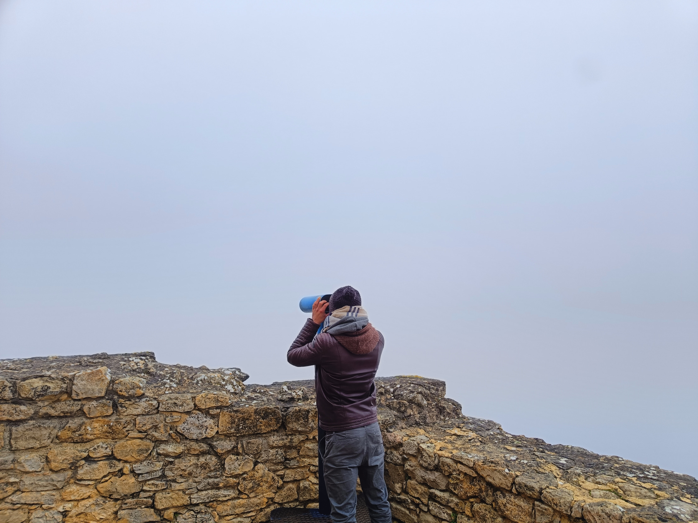 High Quality guy looks the fog Blank Meme Template