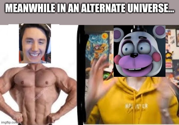 Helpy reacts to buff dawko | image tagged in buff helpy,dawko,fnaf,helpy | made w/ Imgflip meme maker