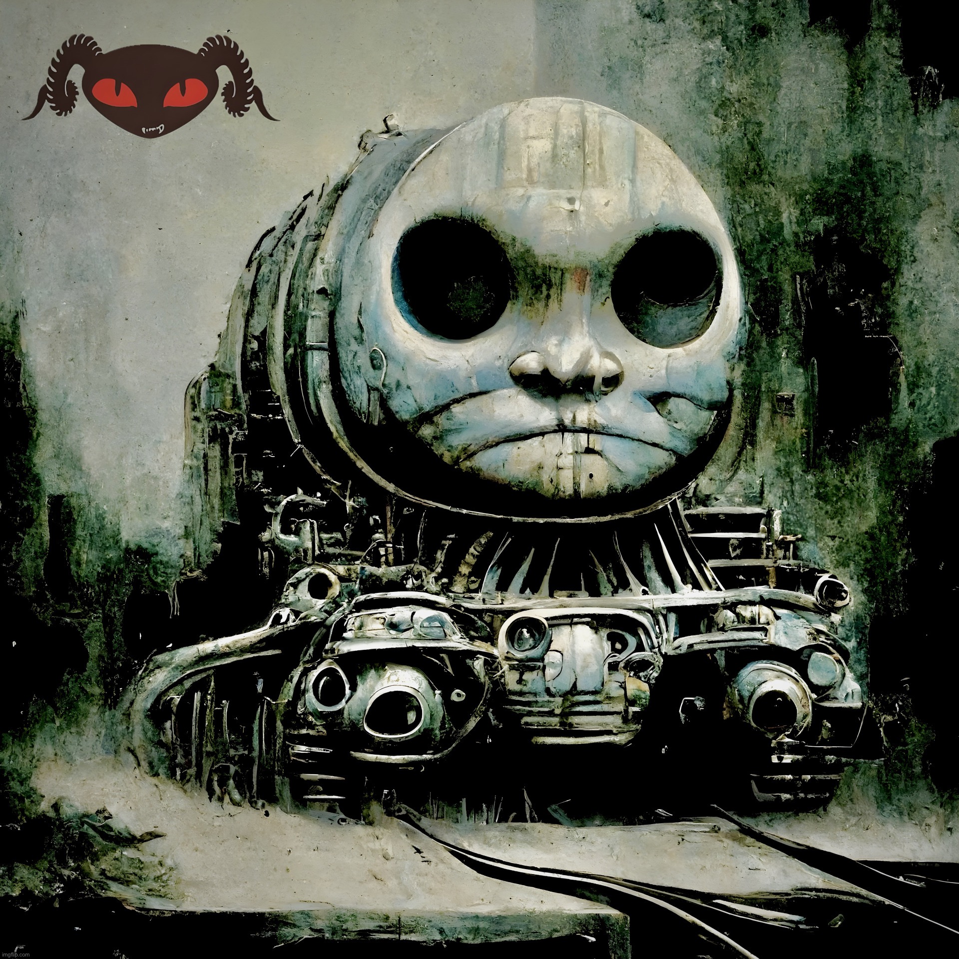 Puscifer - Bullet Train to Iowa | image tagged in puscifer,album,memes,surreal,thomas the tank engine,nightmare | made w/ Imgflip meme maker