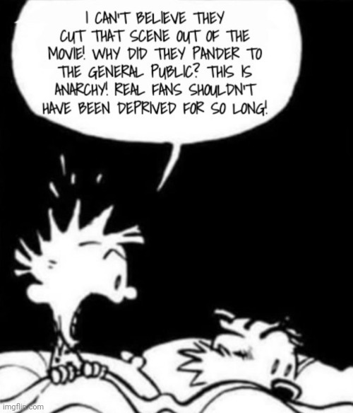 Hobbes Regrets Giving Calvin the DVDs of LOTR Extended Versions for Christmas | image tagged in lord of the rings | made w/ Imgflip meme maker