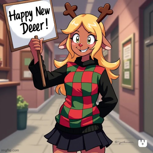 Noelle wishs you a happy new deer! | image tagged in noelle,happy new year | made w/ Imgflip meme maker