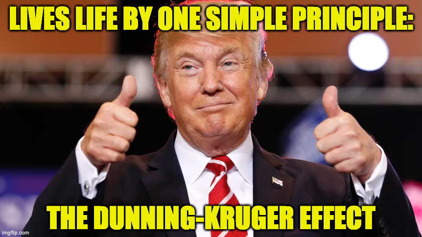 Which many people mistake for ability. | LIVES LIFE BY ONE SIMPLE PRINCIPLE:; THE DUNNING-KRUGER EFFECT | image tagged in memes,dunning-kruger effect,trump | made w/ Imgflip meme maker