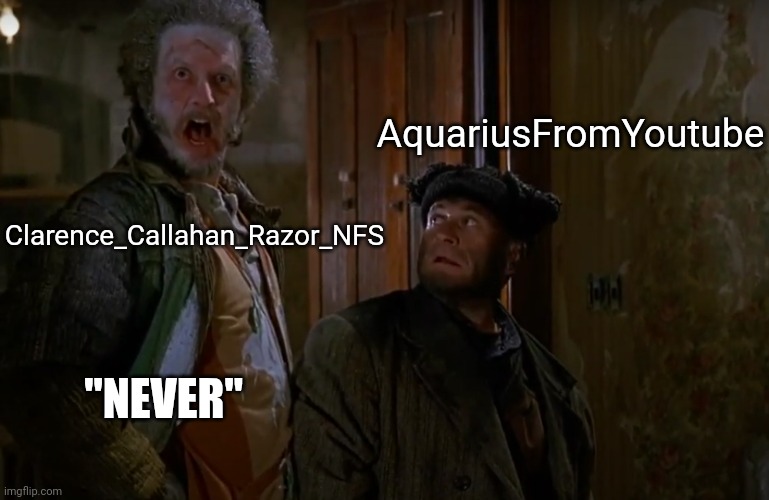 Home Alone 2 Meme Marv NEVER! Imgflip Be Like | Clarence_Callahan_Razor_NFS; AquariusFromYoutube; "NEVER" | image tagged in home alone 2 marv never,memes,funny,imgflip | made w/ Imgflip meme maker