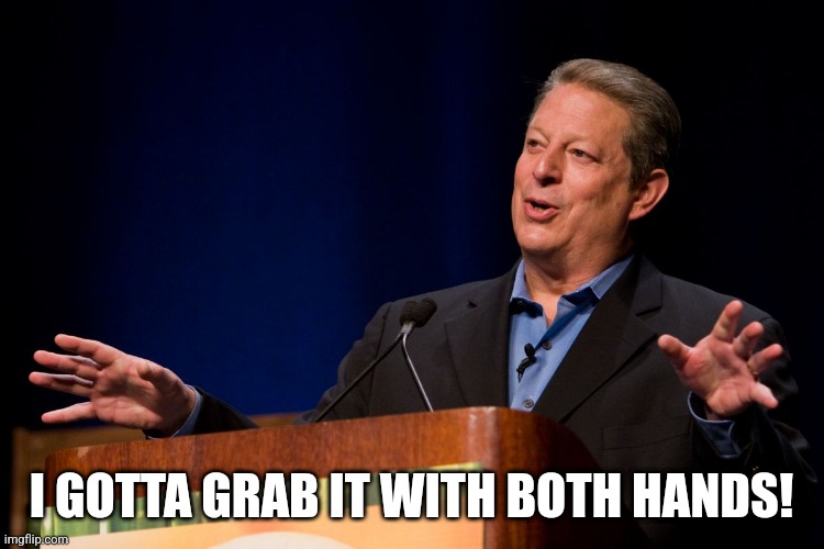 Al Gore | I GOTTA GRAB IT WITH BOTH HANDS! | image tagged in al gore | made w/ Imgflip meme maker