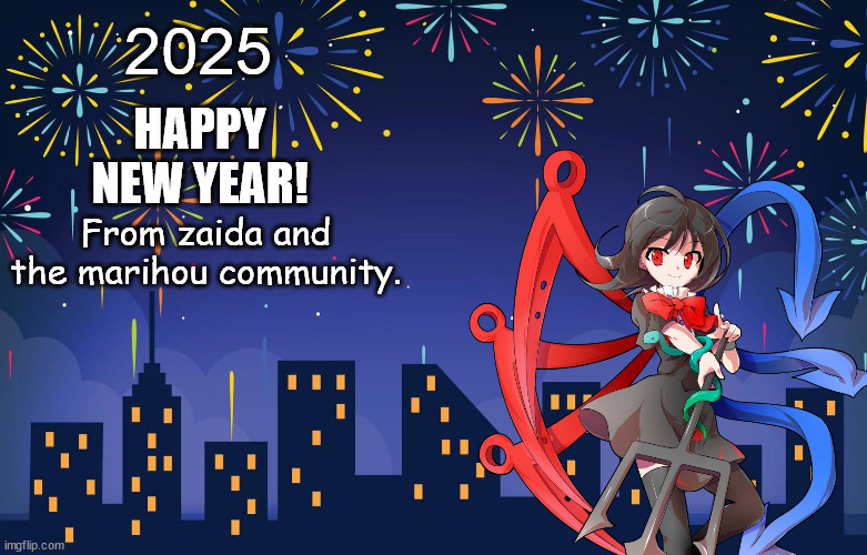 Happy new year guys! from zazagood | 2025; HAPPY NEW YEAR! From zaida and the marihou community. | image tagged in memes,touhou,new year | made w/ Imgflip meme maker