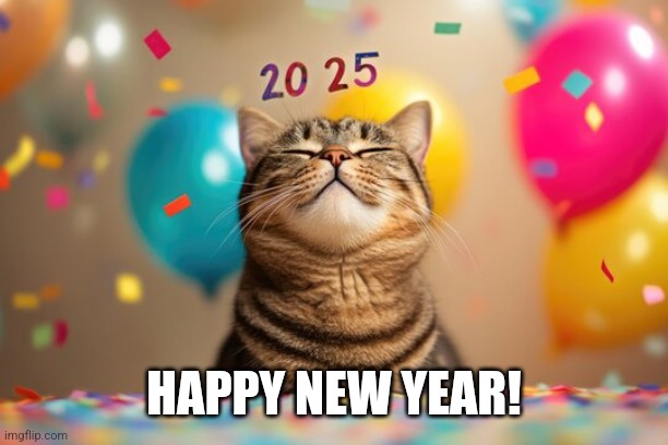 2025 | HAPPY NEW YEAR! | image tagged in happy new year,cat | made w/ Imgflip meme maker