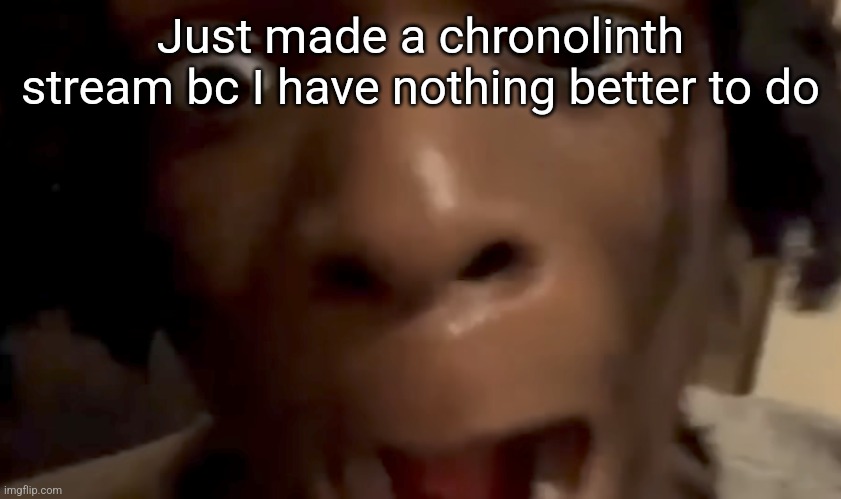 Omegle victim 6 | Just made a chronolinth stream bc I have nothing better to do | image tagged in omegle victim 6 | made w/ Imgflip meme maker