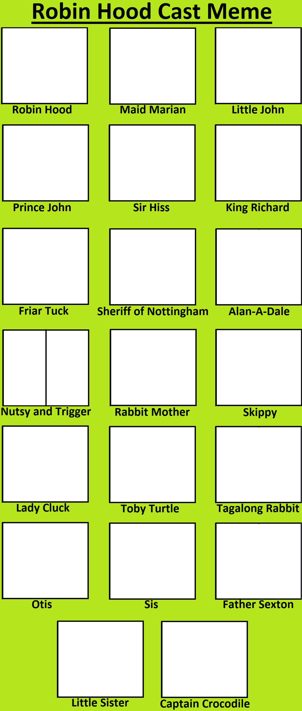 Robin Hood Cast Meme Blank Meme Template