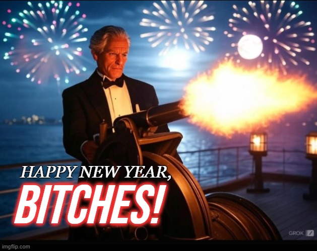 No One Sleeps This Night! | HAPPY NEW YEAR, BITCHES! | image tagged in happy new year,fireworks,holidays,funny memes | made w/ Imgflip meme maker