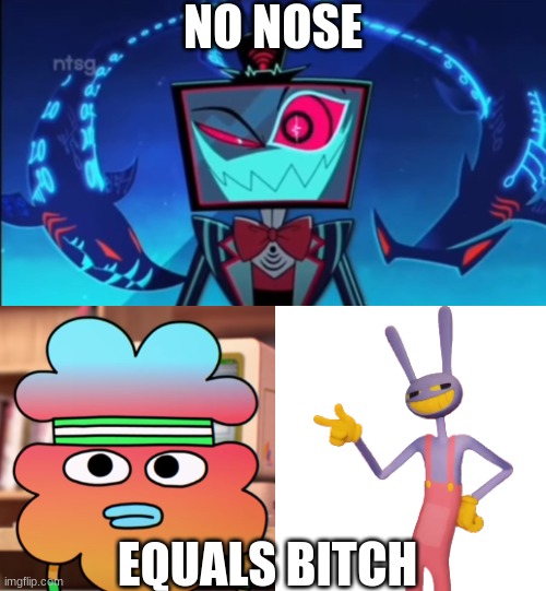 Is this anything | NO NOSE; EQUALS BITCH | image tagged in bitches,characters | made w/ Imgflip meme maker