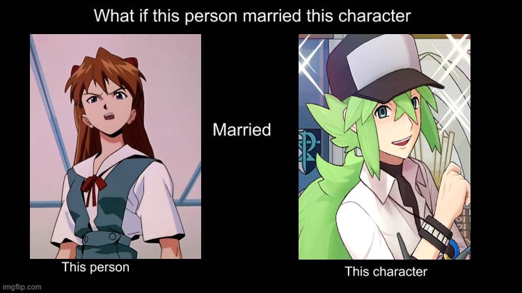 what if asuka married n ? | image tagged in what if character married this character,pokemon,asuka langley soryu,anime,n,neon genesis evangelion | made w/ Imgflip meme maker