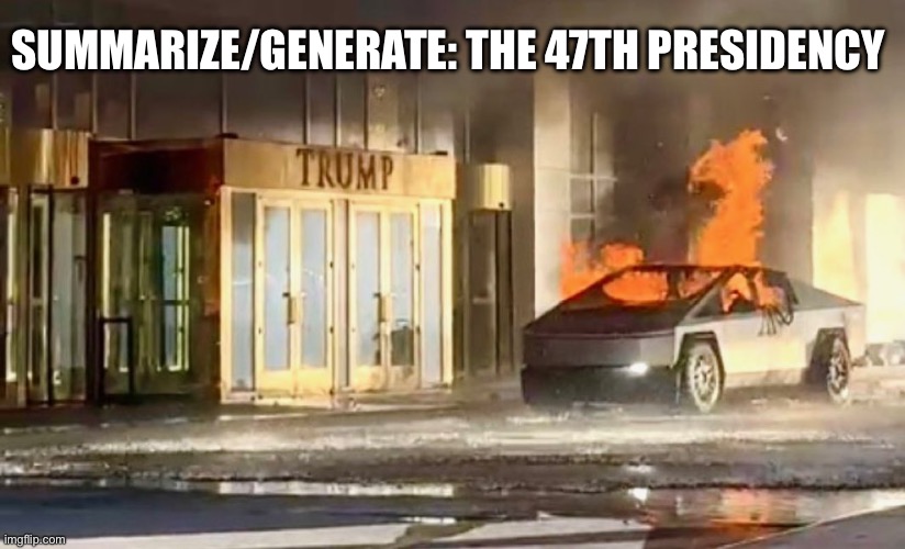 Midjourney Generate Image: 47th Presidency | SUMMARIZE/GENERATE: THE 47TH PRESIDENCY | image tagged in donald trump,elon musk,donald trump is an idiot,mrs elon trump,time for a fucking crusade | made w/ Imgflip meme maker