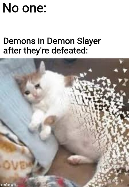 They be getting Thanos'd out of existence | No one:; Demons in Demon Slayer after they're defeated: | image tagged in mr stark i don't feel so good,anime,demon slayer,kimetsu no yaiba | made w/ Imgflip meme maker