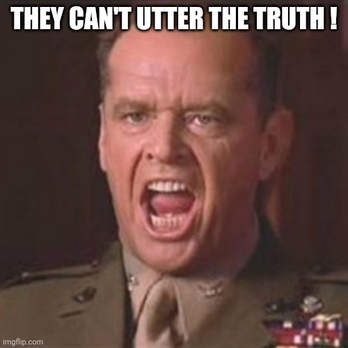 You can't handle the truth | THEY CAN'T UTTER THE TRUTH ! | image tagged in you can't handle the truth | made w/ Imgflip meme maker