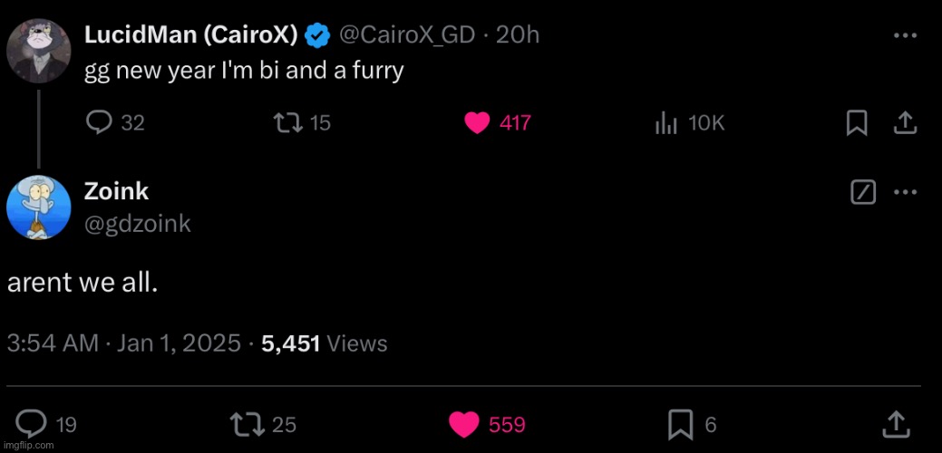 Bisexual furry Zoink confirmed | made w/ Imgflip meme maker