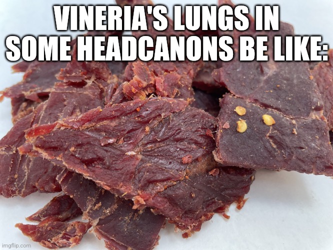 Please don't smoke | VINERIA'S LUNGS IN SOME HEADCANONS BE LIKE: | image tagged in beef jerky | made w/ Imgflip meme maker