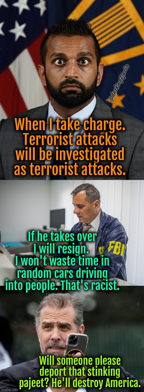 FBI stands for diversity. We mustn't spread racism for random cars driving into people. | @darking2jarlie; When I take charge. Terrorist attacks will be investigated as terrorist attacks. If he takes over I will resign. 
I won't waste time in random cars driving into people. That's racist. Will someone please deport that stinking pajeet? He'll destroy America. | image tagged in fbi,new orleans,liberal hypocrisy,democrats,trump,satire | made w/ Imgflip meme maker