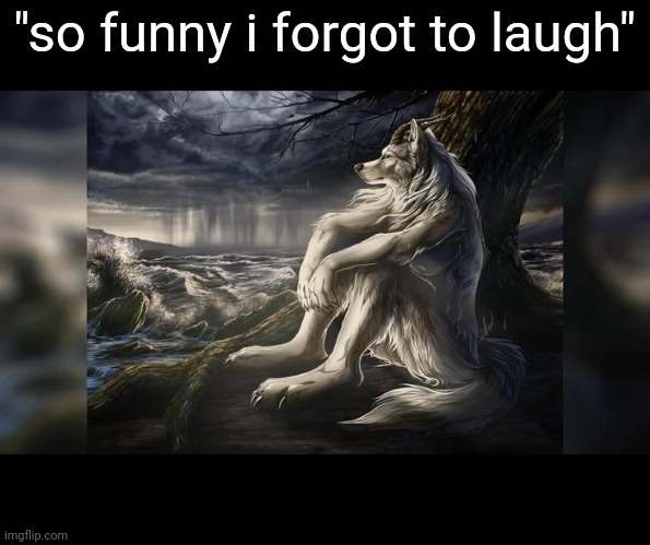 Sigma Wolf | "so funny i forgot to laugh" | image tagged in sigma wolf | made w/ Imgflip meme maker