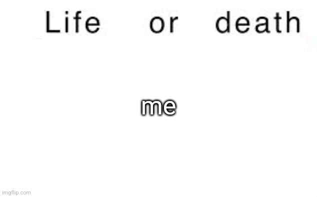 Life or death | me | image tagged in life or death | made w/ Imgflip meme maker