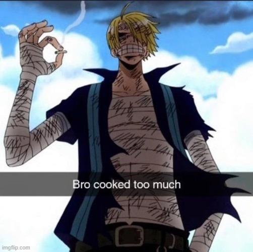 Bro cooked too much | image tagged in bro cooked too much | made w/ Imgflip meme maker