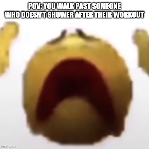 Emoji Evaporating | POV: YOU WALK PAST SOMEONE WHO DOESN'T SHOWER AFTER THEIR WORKOUT | image tagged in emoji evaporating | made w/ Imgflip meme maker