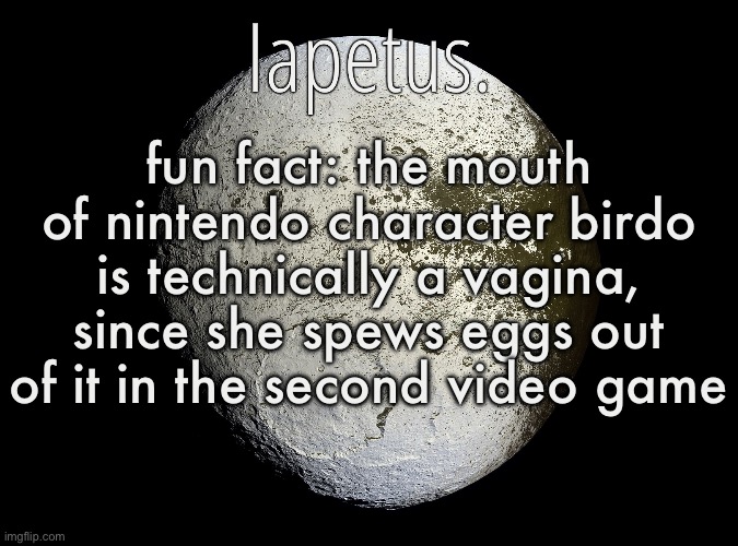 Silver Announcement Template 13.0 Template | fun fact: the mouth of nintendo character birdo is technically a vagina, since she spews eggs out of it in the second video game | image tagged in silver announcement template 13 0 template | made w/ Imgflip meme maker