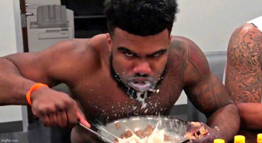 Ezekiel Elliott Cereal Eating | image tagged in ezekiel elliott cereal eating | made w/ Imgflip meme maker