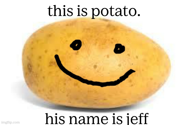 potato | this is potato. his name is jeff | image tagged in potato | made w/ Imgflip meme maker