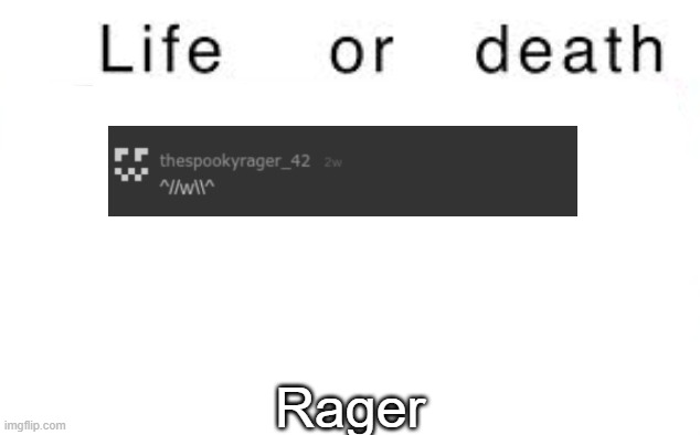 Life or death | Rager | image tagged in life or death,msmg,memes | made w/ Imgflip meme maker