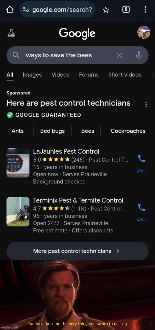 RIP bees | image tagged in memes,bee,bees,you have become the very thing you swore to destroy,pest control,hold up wait a minute something aint right | made w/ Imgflip meme maker