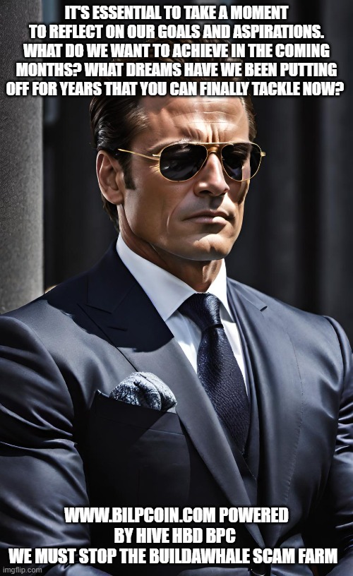 IT'S ESSENTIAL TO TAKE A MOMENT TO REFLECT ON OUR GOALS AND ASPIRATIONS. WHAT DO WE WANT TO ACHIEVE IN THE COMING MONTHS? WHAT DREAMS HAVE WE BEEN PUTTING OFF FOR YEARS THAT YOU CAN FINALLY TACKLE NOW? WWW.BILPCOIN.COM POWERED BY HIVE HBD BPC 
WE MUST STOP THE BUILDAWHALE SCAM FARM | made w/ Imgflip meme maker