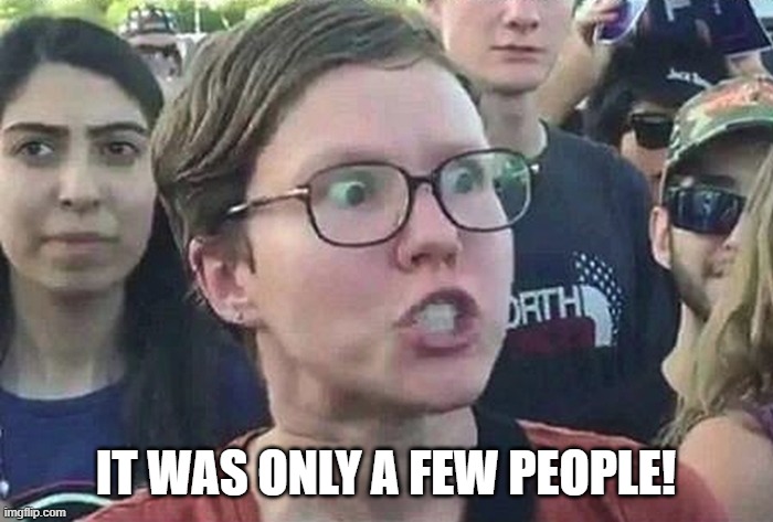 Triggered Liberal | IT WAS ONLY A FEW PEOPLE! | image tagged in triggered liberal | made w/ Imgflip meme maker