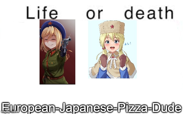 Life or death | European-Japanese-Pizza-Dude | image tagged in life or death,msmg,memes | made w/ Imgflip meme maker