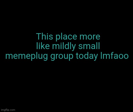 colorless | This place more like mildly small memeplug group today lmfaoo | image tagged in colorless | made w/ Imgflip meme maker