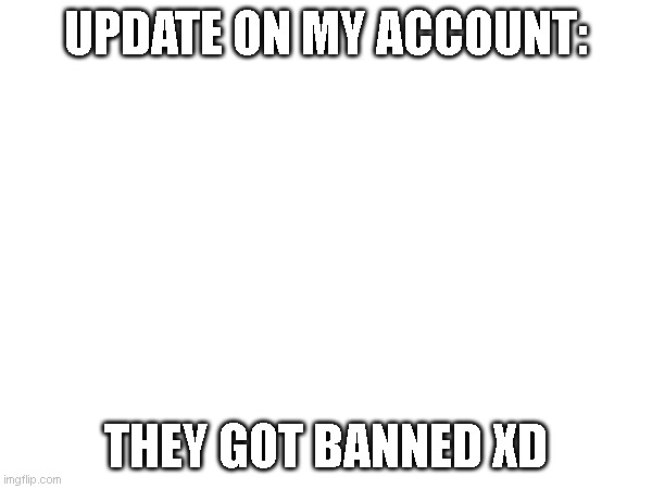 UPDATE ON MY ACCOUNT:; THEY GOT BANNED XD | made w/ Imgflip meme maker