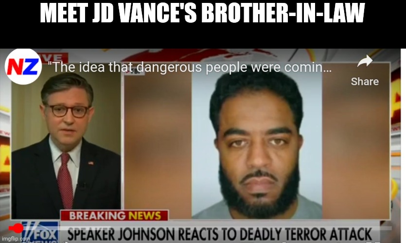 JD Vance | MEET JD VANCE'S BROTHER-IN-LAW | image tagged in jd vance,terrorist | made w/ Imgflip meme maker