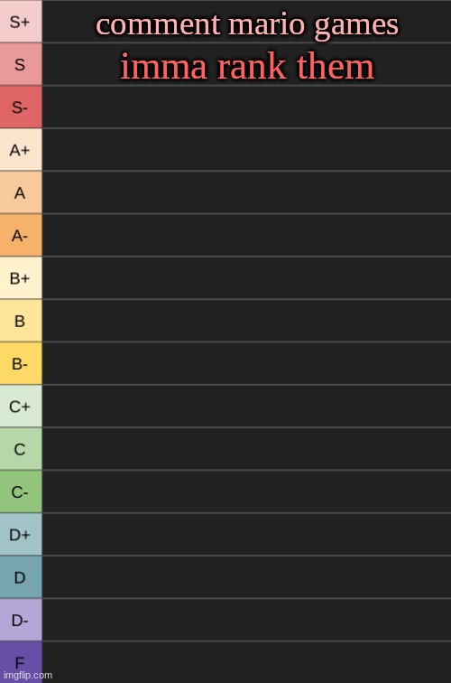 yoshi's new tierlist | comment mario games; imma rank them | image tagged in yoshi's new tierlist | made w/ Imgflip meme maker