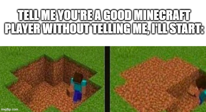 We deserve more players like this. | TELL ME YOU'RE A GOOD MINECRAFT PLAYER WITHOUT TELLING ME, I'LL START: | image tagged in memes,funny,minecraft,minecraft memes | made w/ Imgflip meme maker