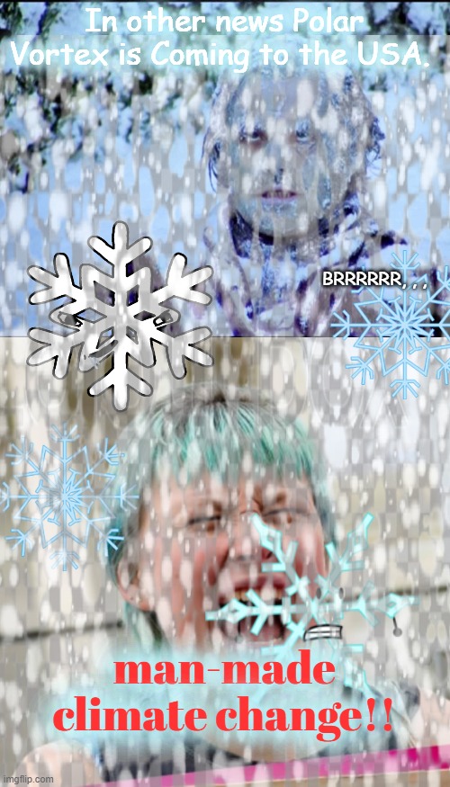 No Topics are Safe in Mixed Company | In other news Polar Vortex is Coming to the USA. BRRRRRR, , , man-made climate change!! | image tagged in frozen jack,person of color ed hair,everything is politicized even the weather | made w/ Imgflip meme maker