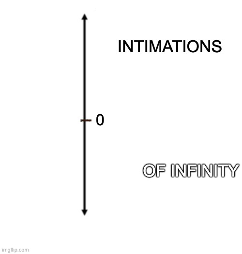 Sometimes, it's a little scary | INTIMATIONS; 0; OF INFINITY | image tagged in blank white template,math,infinity,fear | made w/ Imgflip meme maker