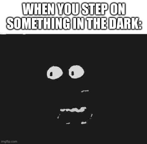 Shocked Freddy Fazbear | WHEN YOU STEP ON SOMETHING IN THE DARK: | image tagged in shocked freddy fazbear | made w/ Imgflip meme maker