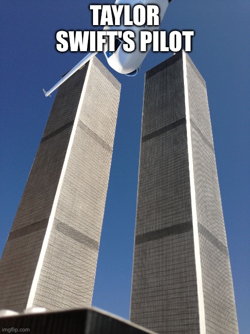 Twin Towers | TAYLOR SWIFT'S PILOT | image tagged in twin towers | made w/ Imgflip meme maker
