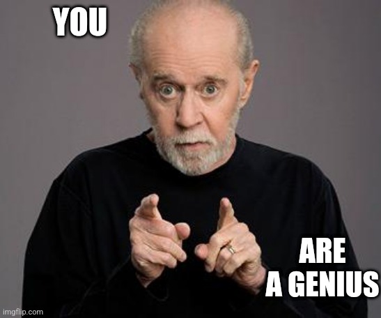 george carlin | YOU ARE A GENIUS | image tagged in george carlin | made w/ Imgflip meme maker