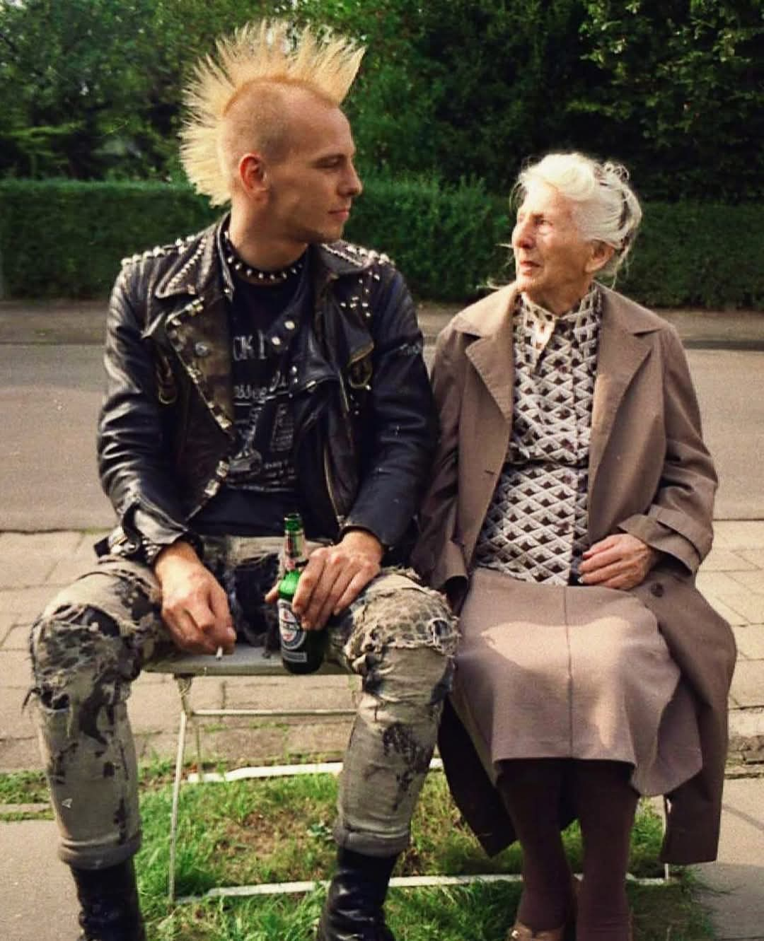 Punk grandma Blank Meme Template