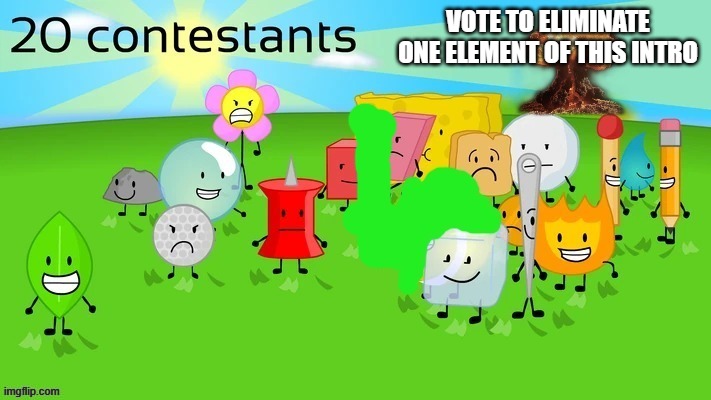 VOTE TO ELIMINATE ONE ELEMENT OF THIS INTRO | made w/ Imgflip meme maker