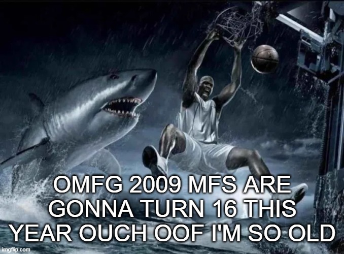 legendary slam dunk | OMFG 2009 MFS ARE GONNA TURN 16 THIS YEAR OUCH OOF I'M SO OLD | image tagged in legendary slam dunk | made w/ Imgflip meme maker