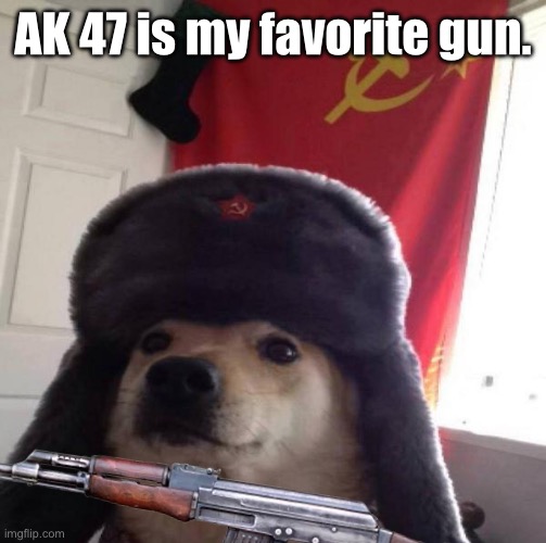 Russian Doge | AK 47 is my favorite gun. | image tagged in russian doge | made w/ Imgflip meme maker